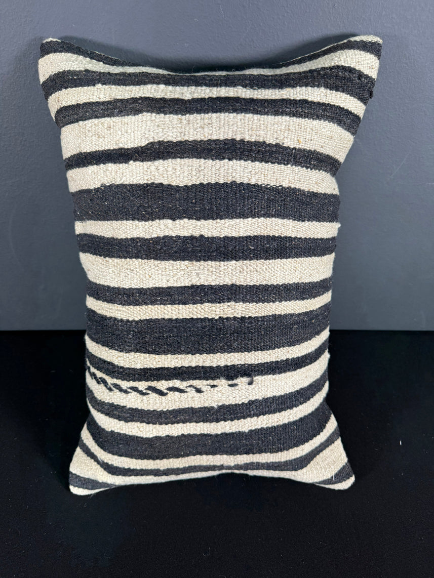 Turkish Hemp Pillow Cushion Natural Beige Black Pillow Cushion Cover 16" x 24" #30049