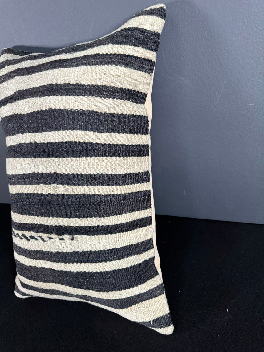 Turkish Hemp Pillow Cushion Natural Beige Black Pillow Cushion Cover 16" x 24" #30049