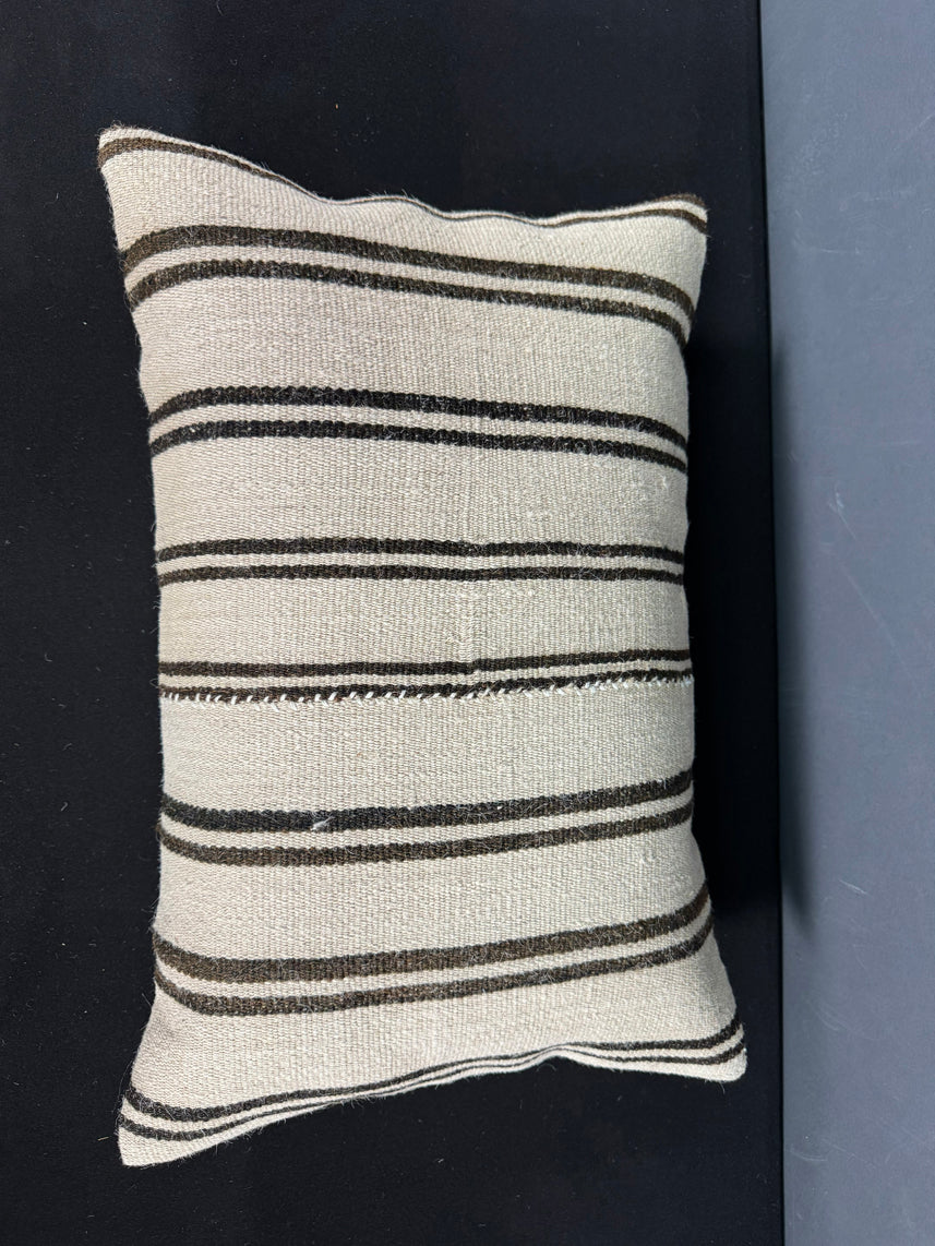 Turkish Hemp Pillow Cushion Natural Beige Black Pillow Cushion Cover 16" x 24" #30051