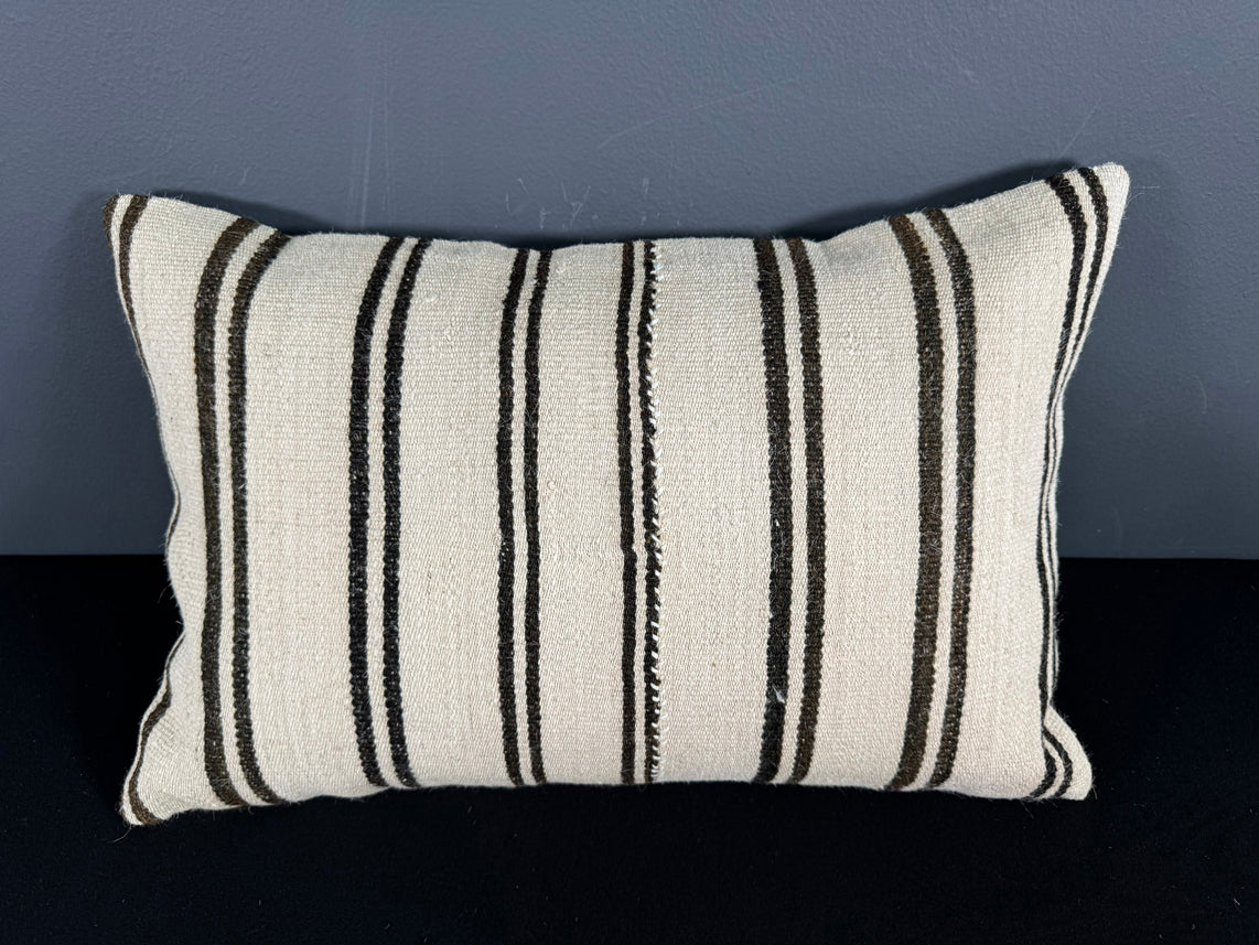 Turkish Hemp Pillow Cushion Natural Beige Black Pillow Cushion Cover 16" x 24" #30051