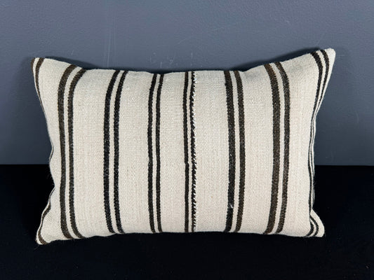 Turkish Hemp Pillow Cushion Natural Beige Black Pillow Cushion Cover 16" x 24" #30051