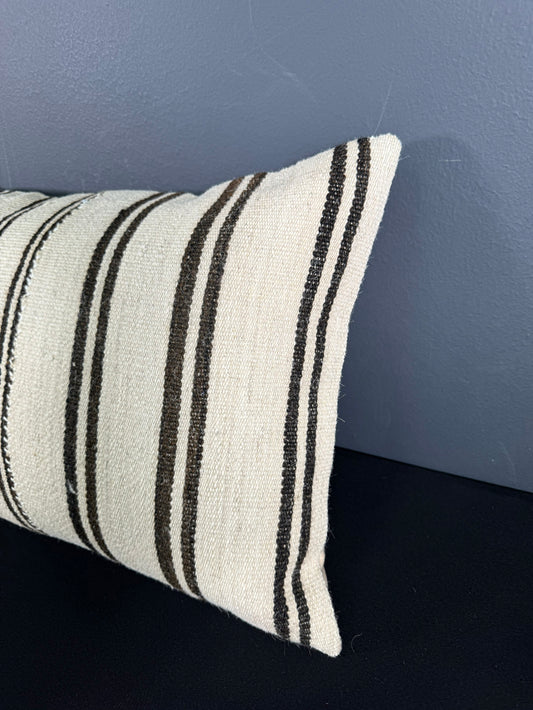 Turkish Hemp Pillow Cushion Natural Beige Black Pillow Cushion Cover 16" x 24" #30051