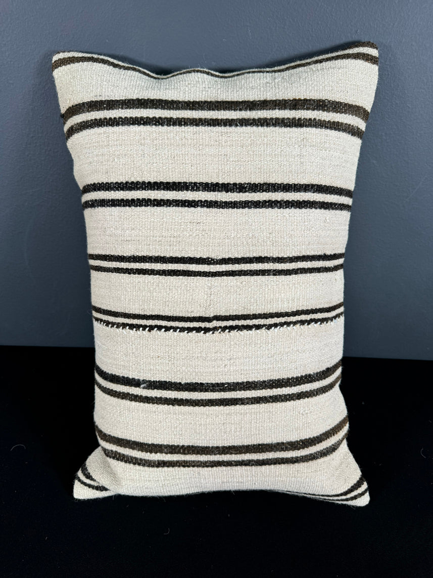 Turkish Hemp Pillow Cushion Natural Beige Black Pillow Cushion Cover 16" x 24" #30051