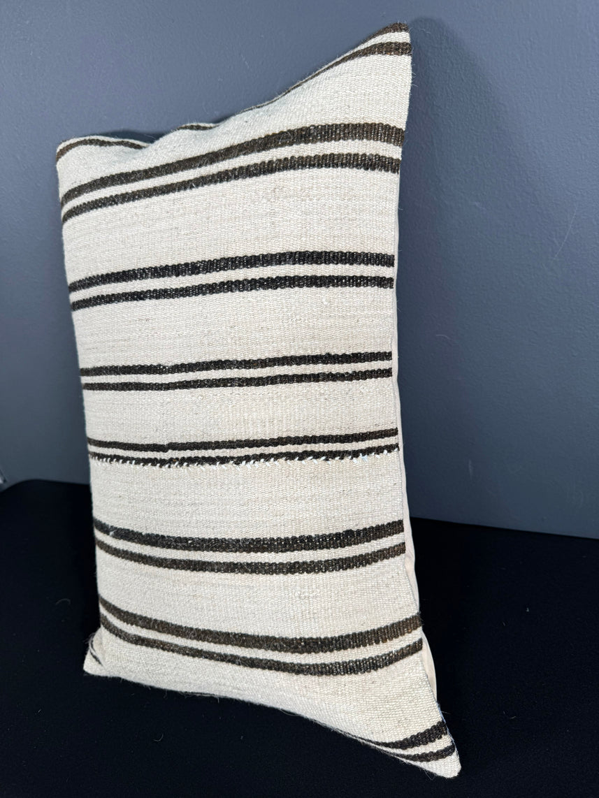 Turkish Hemp Pillow Cushion Natural Beige Black Pillow Cushion Cover 16" x 24" #30051