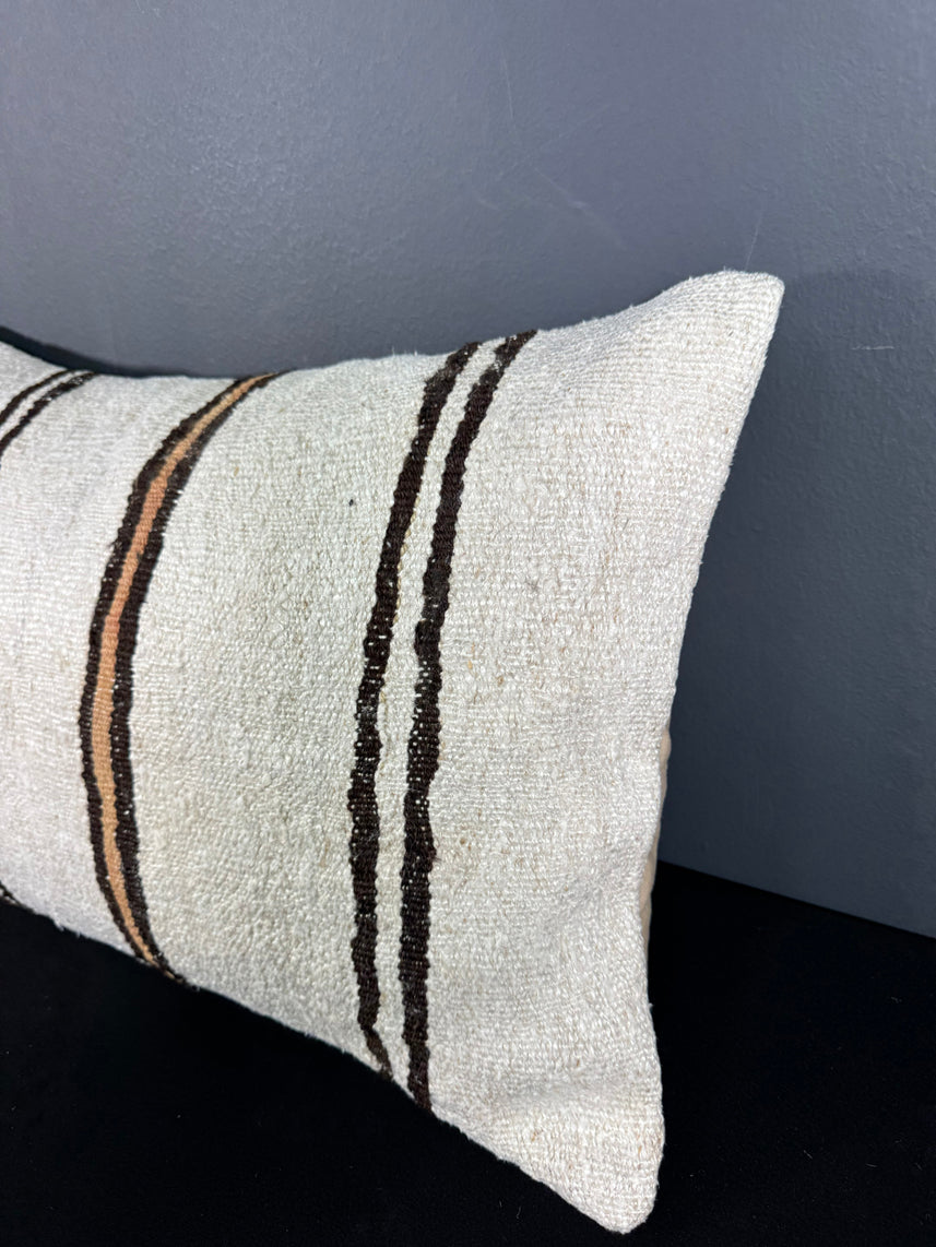Turkish Hemp Pillow Cushion Natural Beige Brown Pillow Cushion Cover 16" x 24" #30099