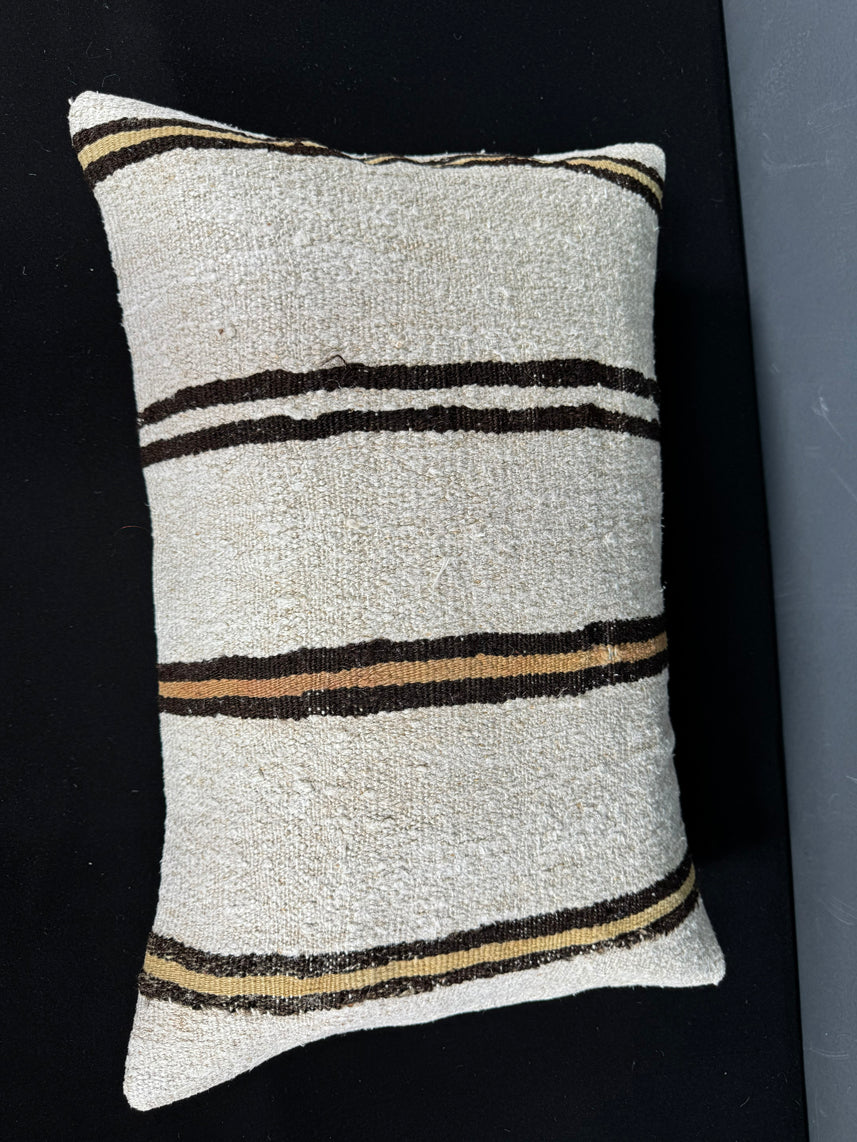 Turkish Hemp Pillow Cushion Natural Beige Brown Pillow Cushion Cover 16" x 24" #30010