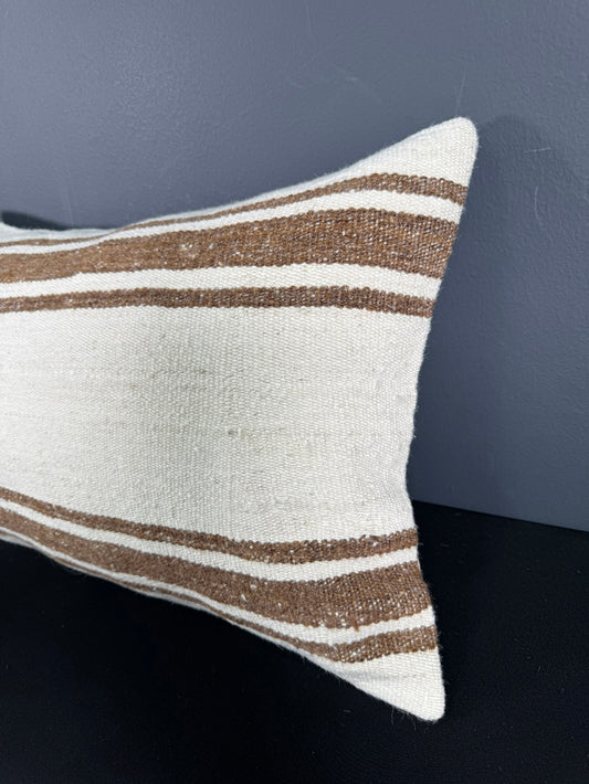 Turkish Hemp Pillow Cushion Natural Beige Brown Pillow Cushion Cover 16" x 24" #30053