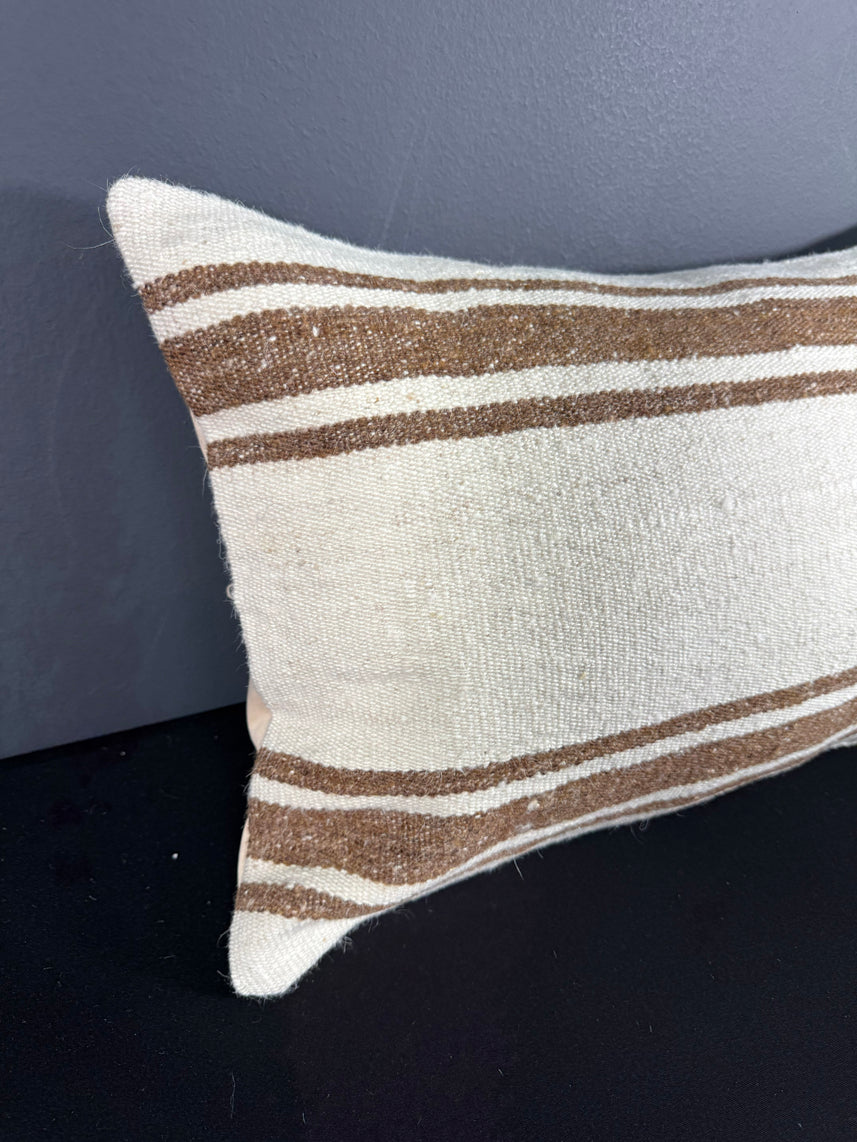 Turkish Hemp Pillow Cushion Natural Beige Brown Pillow Cushion Cover 16" x 24" #30053