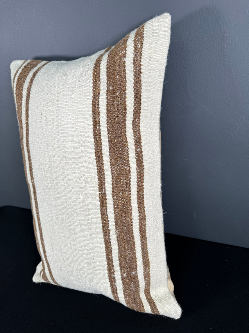 Turkish Hemp Pillow Cushion Natural Beige Brown Pillow Cushion Cover 16" x 24" #30053