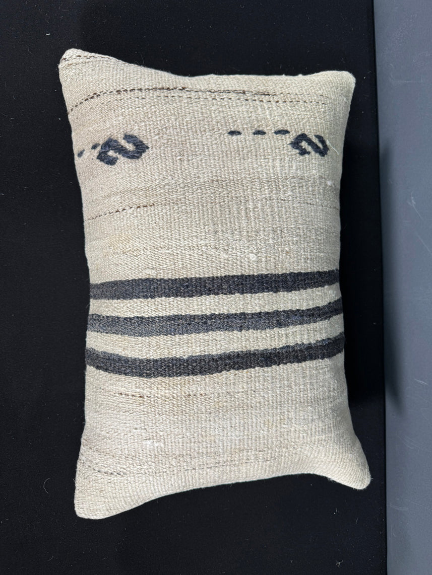Turkish Hemp Pillow Cushion Natural Beige Black Pillow Cushion Cover 16" x 24" #30012