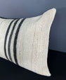 Turkish Hemp Pillow Cushion Natural Beige Black Pillow Cushion Cover 16" x 24" #30012