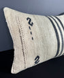 Turkish Hemp Pillow Cushion Natural Beige Black Pillow Cushion Cover 16" x 24" #30012