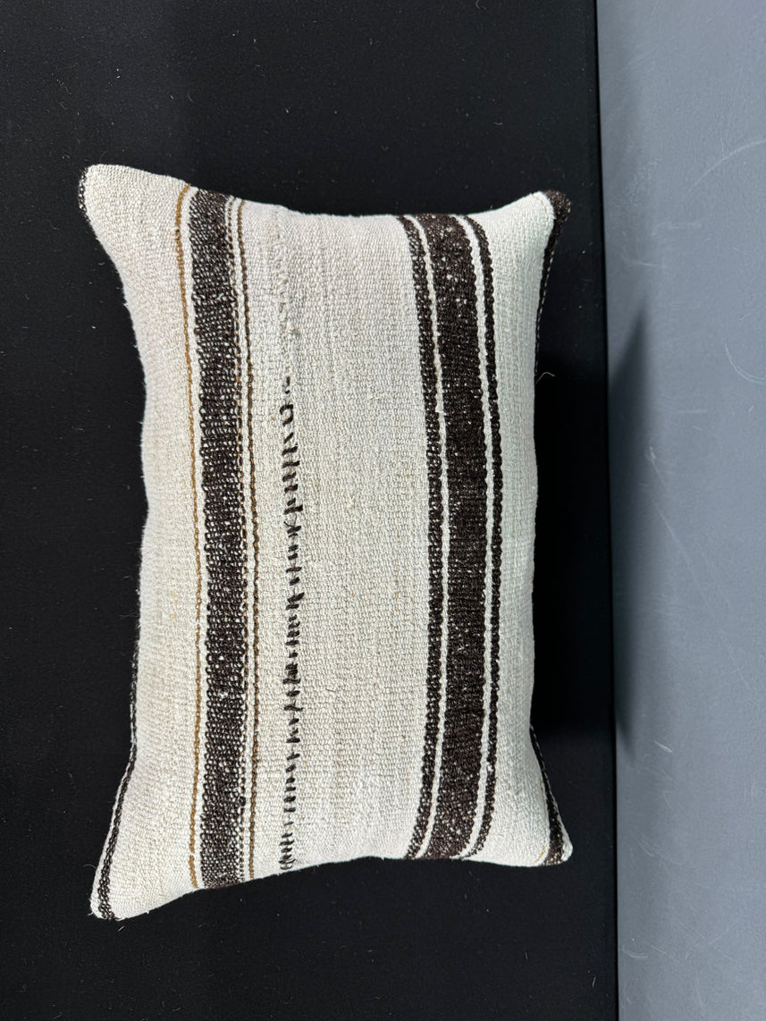 Turkish Hemp Pillow Cushion Natural Beige Dark Brown Pillow Cushion Cover 16" x 24" #30013