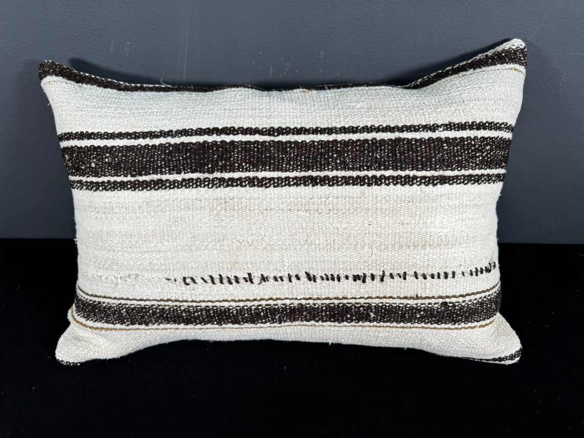 Turkish Hemp Pillow Cushion Natural Beige Dark Brown Pillow Cushion Cover 16" x 24" #30013