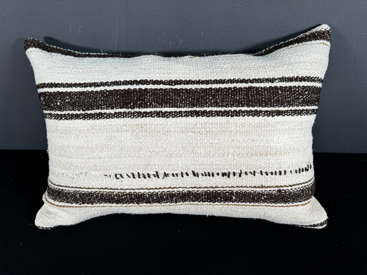 Turkish Hemp Pillow Cushion Natural Beige Dark Brown Pillow Cushion Cover 16" x 24" #30013