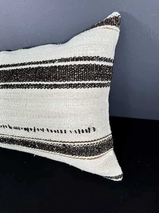 Turkish Hemp Pillow Cushion Natural Beige Dark Brown Pillow Cushion Cover 16" x 24" #30013