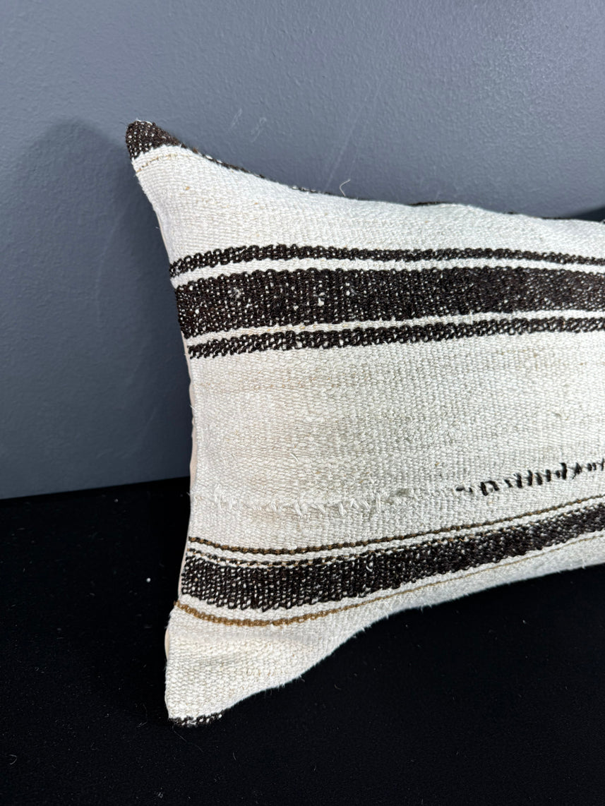 Turkish Hemp Pillow Cushion Natural Beige Dark Brown Pillow Cushion Cover 16" x 24" #30013