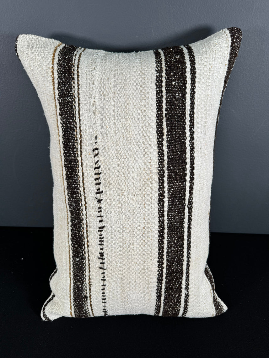 Turkish Hemp Pillow Cushion Natural Beige Dark Brown Pillow Cushion Cover 16" x 24" #30013