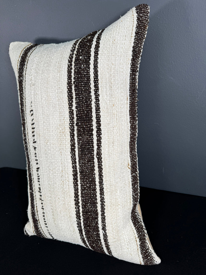 Turkish Hemp Pillow Cushion Natural Beige Dark Brown Pillow Cushion Cover 16" x 24" #30013