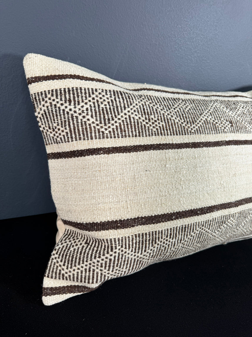 Turkish Hemp Pillow Cushion Natural Beige Brown Pillow Cushion Cover 16" x 24" #30055