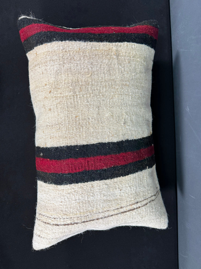 Turkish Hemp Pillow Cushion Natural Beige Red Pillow Cushion Cover 16" x 24" #30014