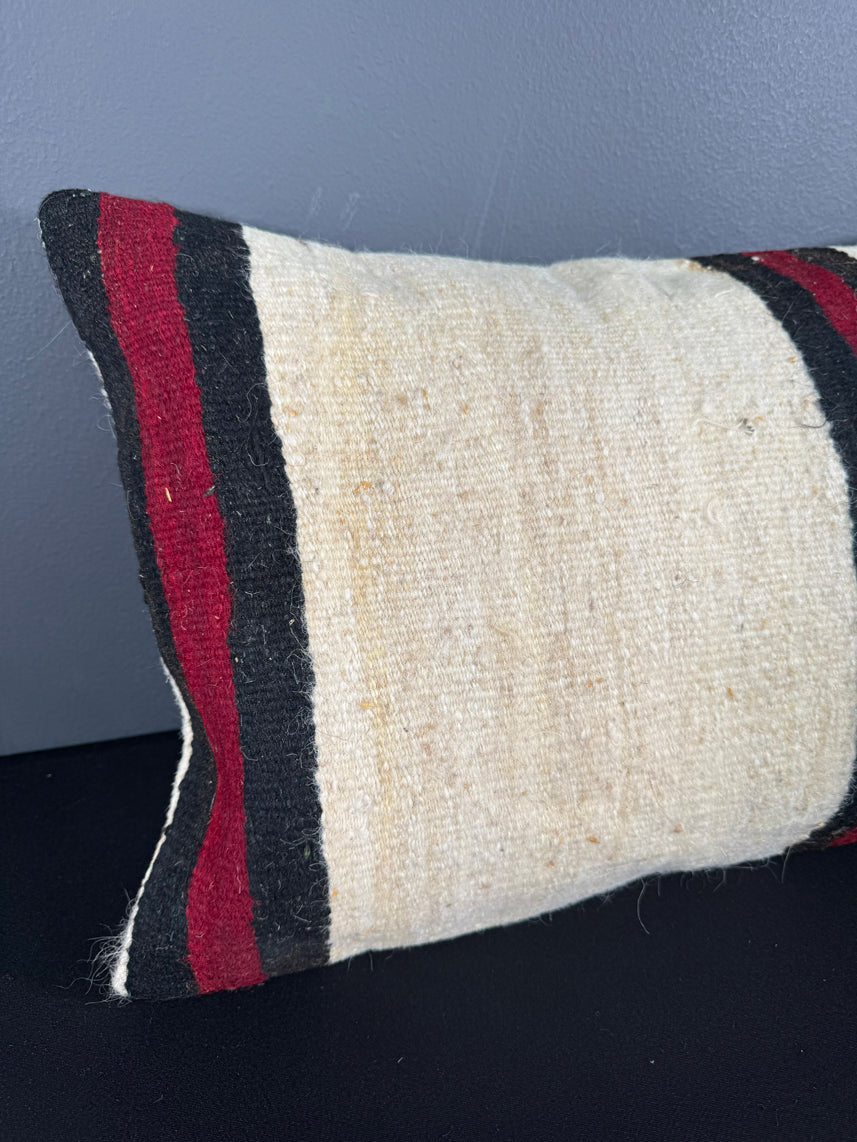 Turkish Hemp Pillow Cushion Natural Beige Red Pillow Cushion Cover 16" x 24" #30014