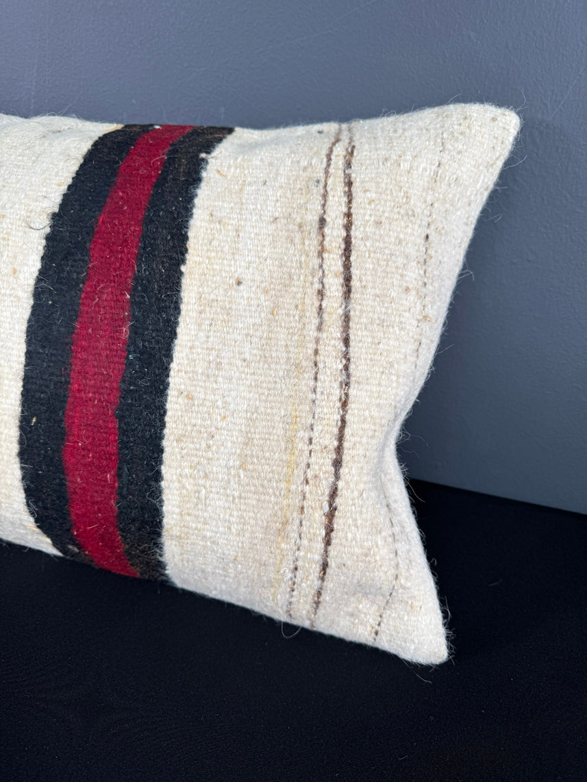 Turkish Hemp Pillow Cushion Natural Beige Red Pillow Cushion Cover 16" x 24" #30014