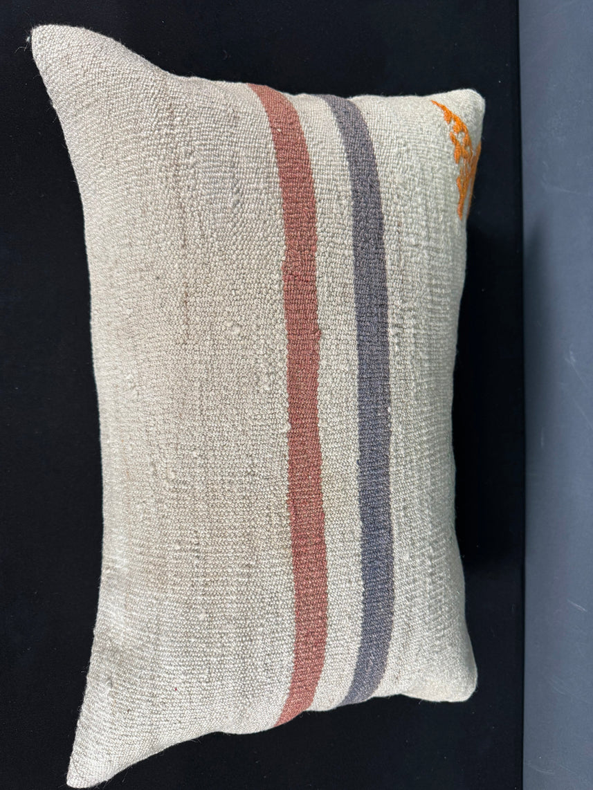 Turkish Hemp Pillow Cushion Natural Beige Orange Pillow Cushion Cover 16" x 24" #30056