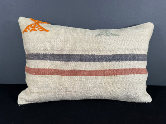 Turkish Hemp Pillow Cushion Natural Beige Orange Pillow Cushion Cover 16" x 24" #30056