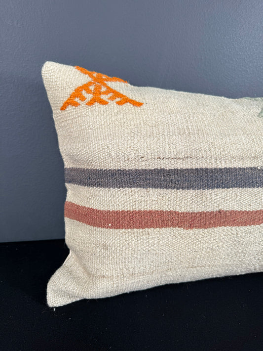 Turkish Hemp Pillow Cushion Natural Beige Orange Pillow Cushion Cover 16" x 24" #30056
