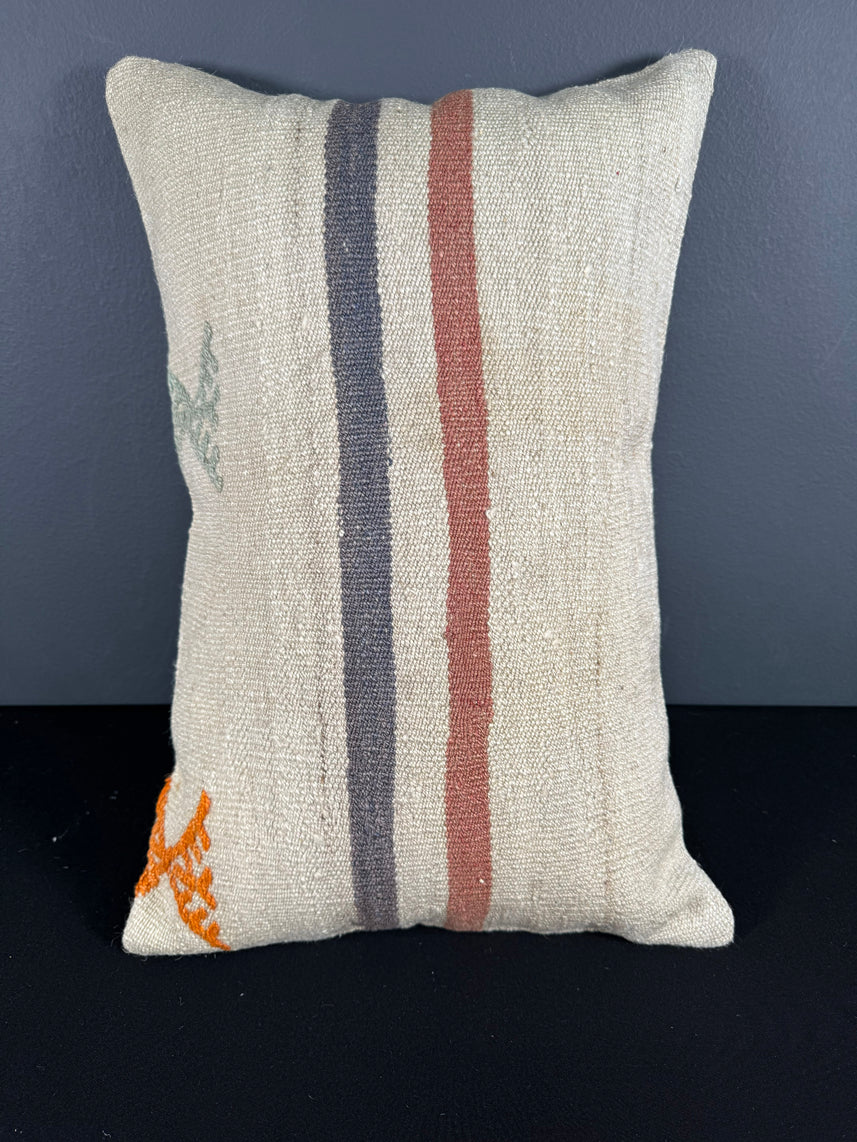 Turkish Hemp Pillow Cushion Natural Beige Orange Pillow Cushion Cover 16" x 24" #30056