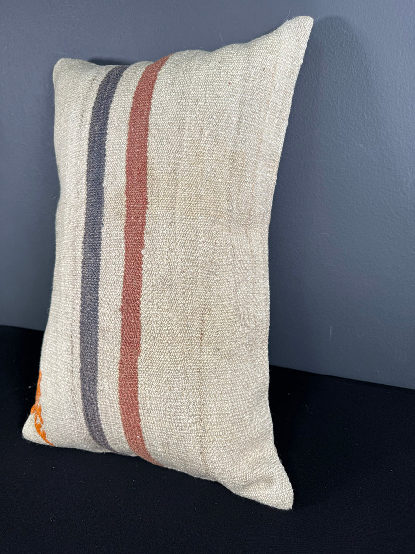 Turkish Hemp Pillow Cushion Natural Beige Orange Pillow Cushion Cover 16" x 24" #30056