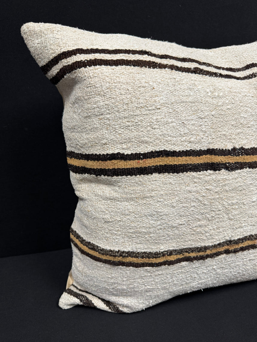 Turkish Hemp Pillow Cushion Natural Beige Brown Pillow Cushion Cover 24x24 #30429