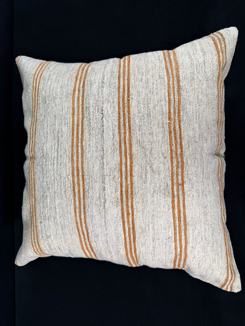 Turkish Hemp Pillow Cushion Natural Beige Rust Pillow Cushion Cover 24x24 #30409