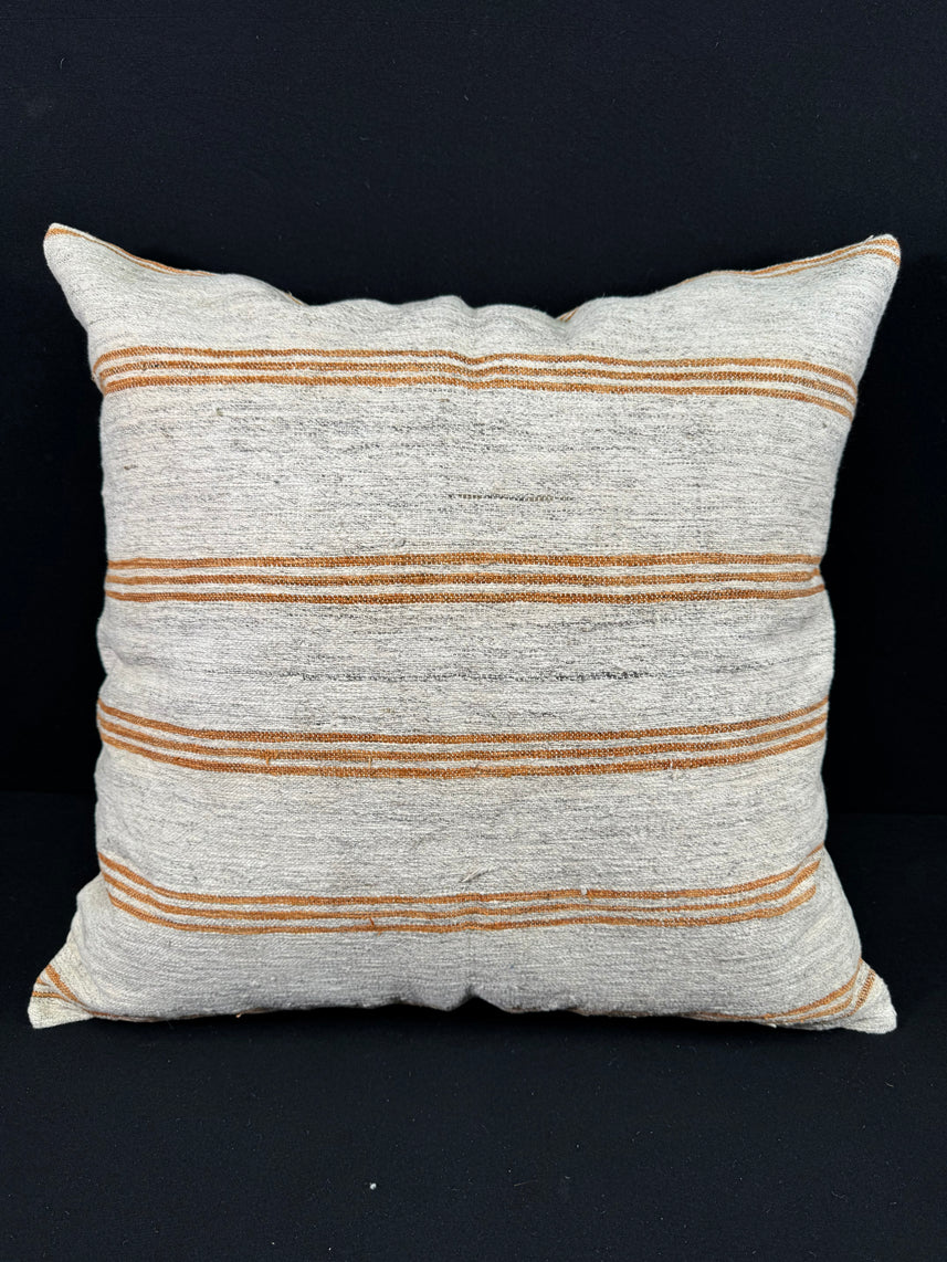 Turkish Hemp Pillow Cushion Natural Beige Rust Pillow Cushion Cover 24x24 #30409