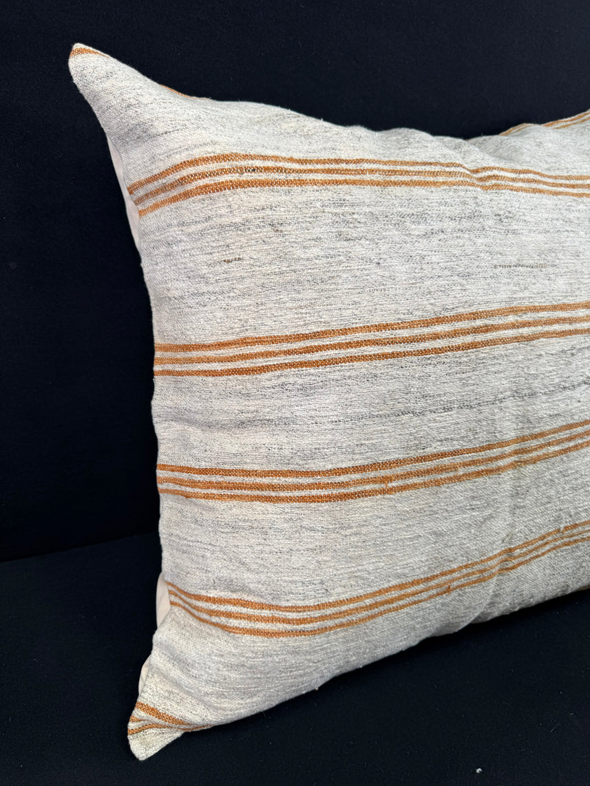Turkish Hemp Pillow Cushion Natural Beige Rust Pillow Cushion Cover 24x24 #30409