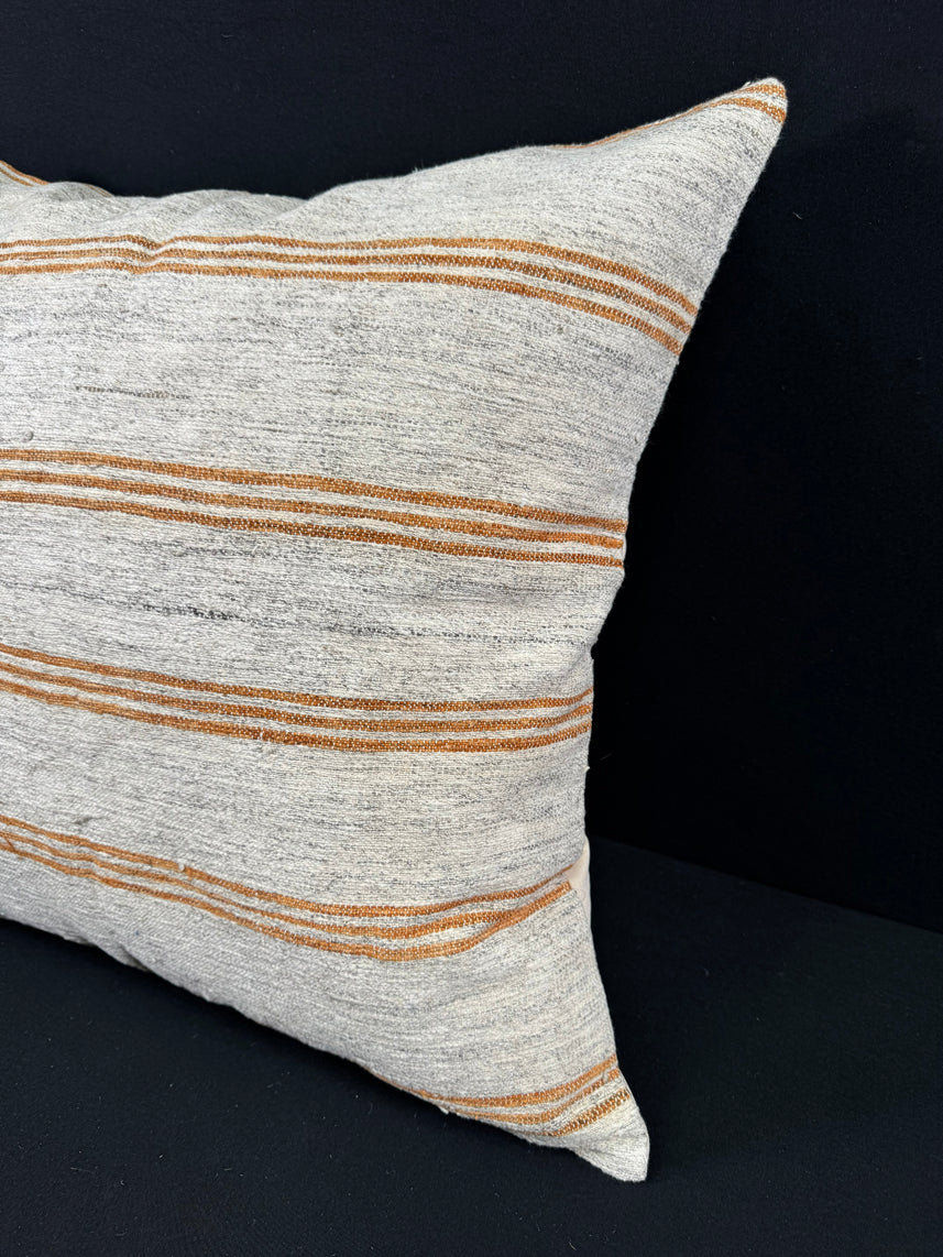Turkish Hemp Pillow Cushion Natural Beige Rust Pillow Cushion Cover 24x24 #30409