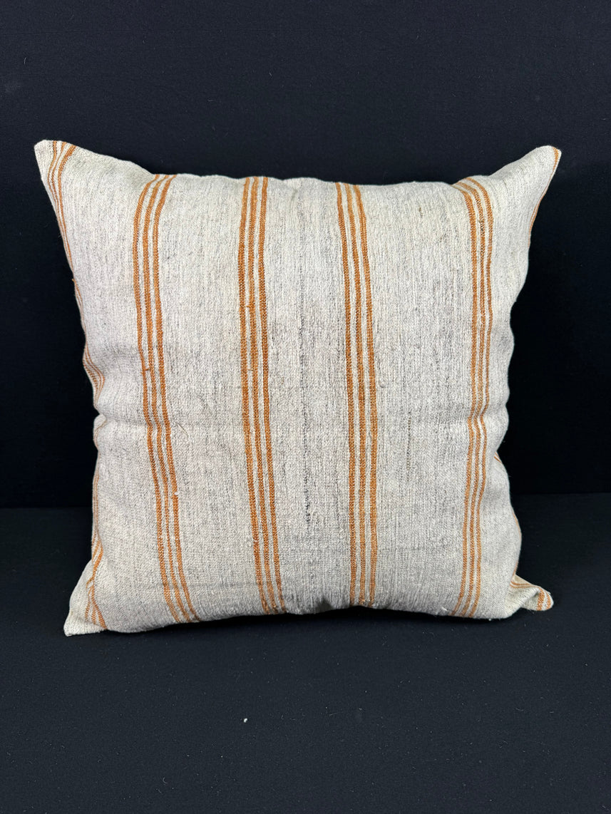 Turkish Hemp Pillow Cushion Natural Beige Rust Pillow Cushion Cover 24x24 #30409