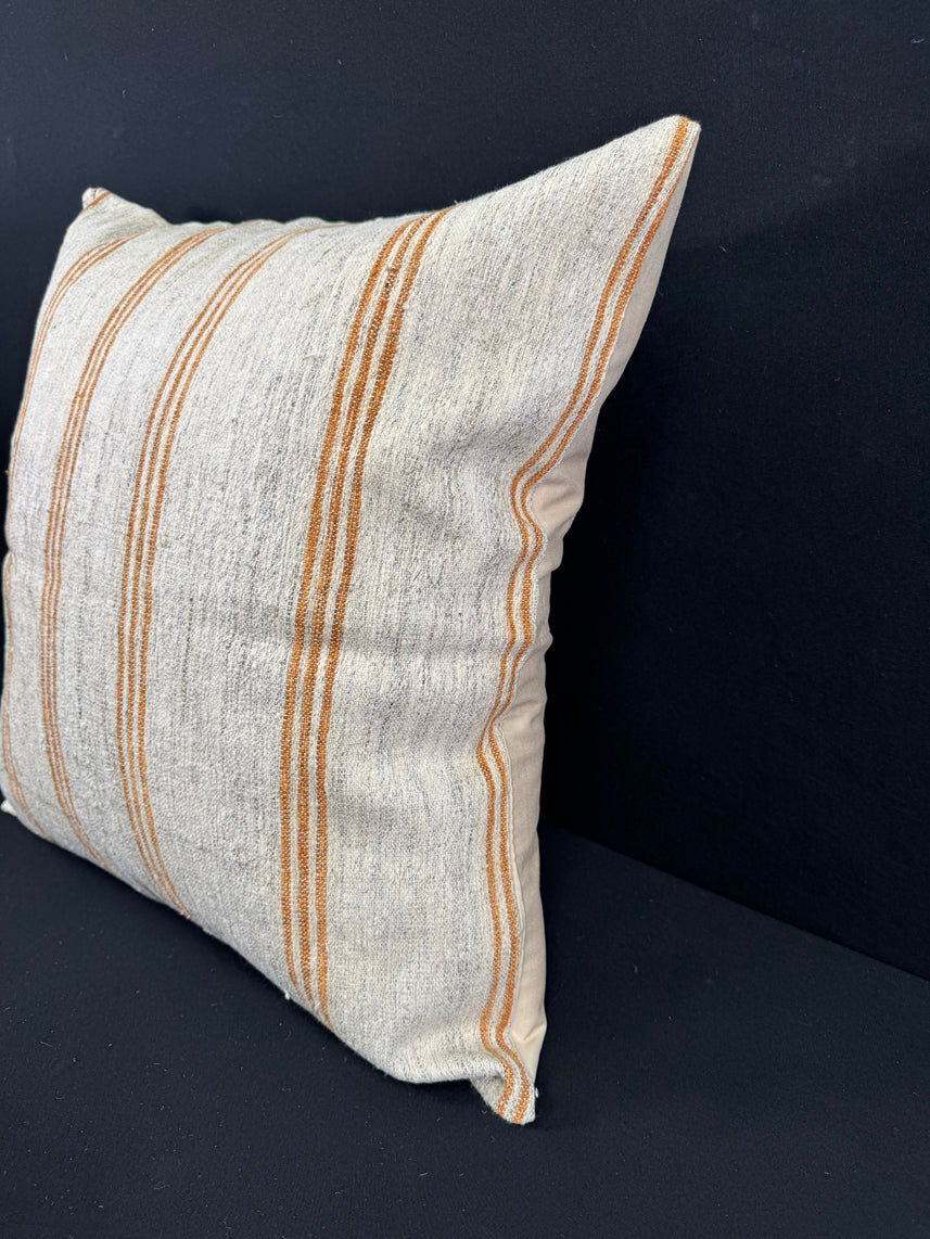 Turkish Hemp Pillow Cushion Natural Beige Rust Pillow Cushion Cover 24x24 #30409