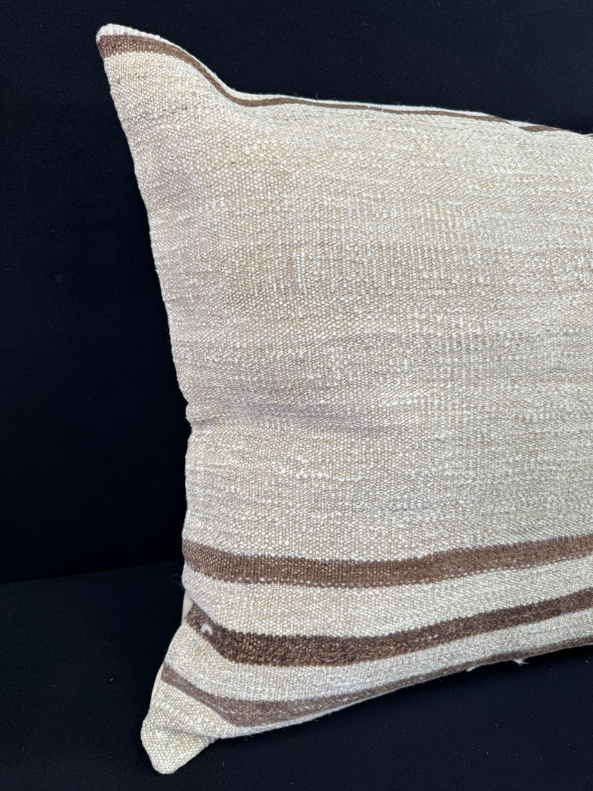 Turkish Hemp Pillow Cushion Natural Beige Brown Pillow Cushion Cover 24x24 #30421