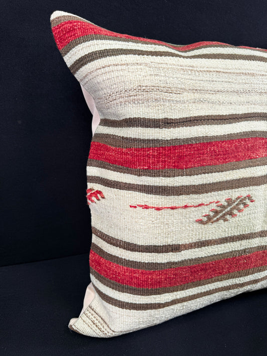 Turkish Hemp Pillow Cushion Natural Beige Red Pillow Cushion Cover 24x24 #30419