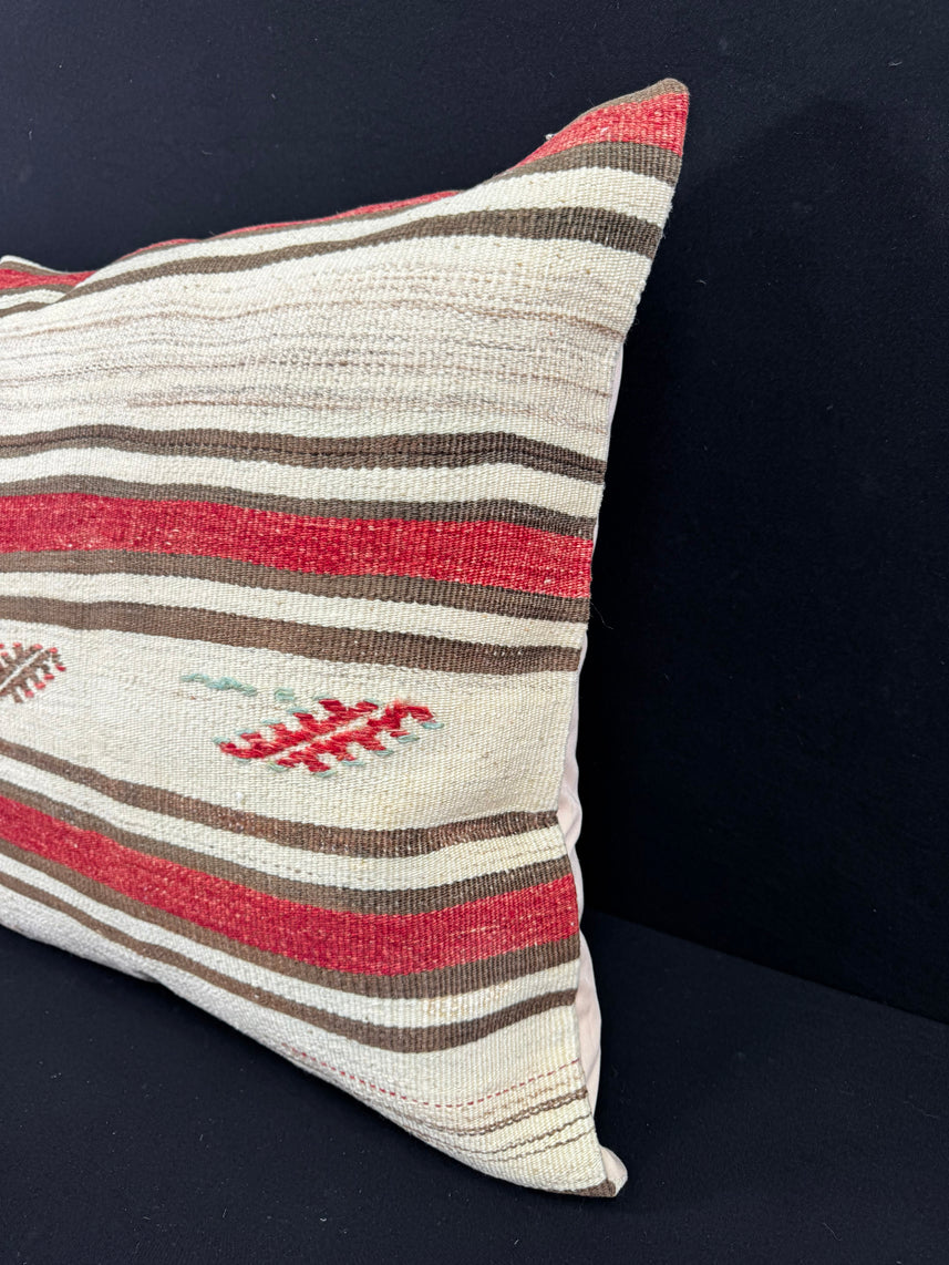 Turkish Hemp Pillow Cushion Natural Beige Red Pillow Cushion Cover 24x24 #30419