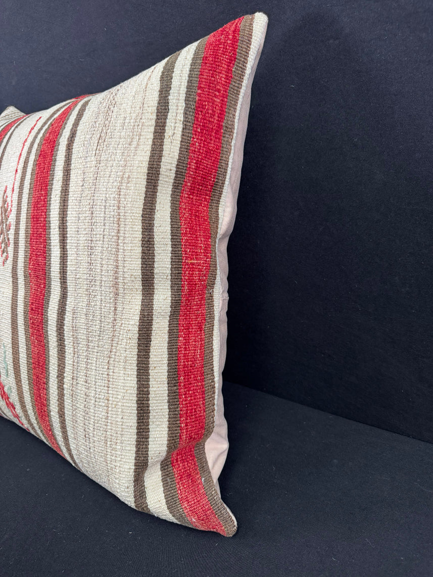 Turkish Hemp Pillow Cushion Natural Beige Red Pillow Cushion Cover 24x24 #30419