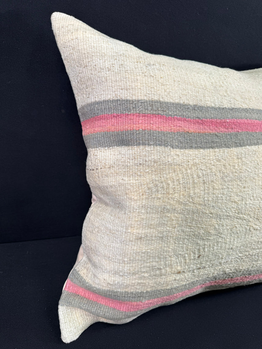 Turkish Hemp Pillow Cushion Natural Beige Pink Pillow Cushion Cover 24x24 #30427