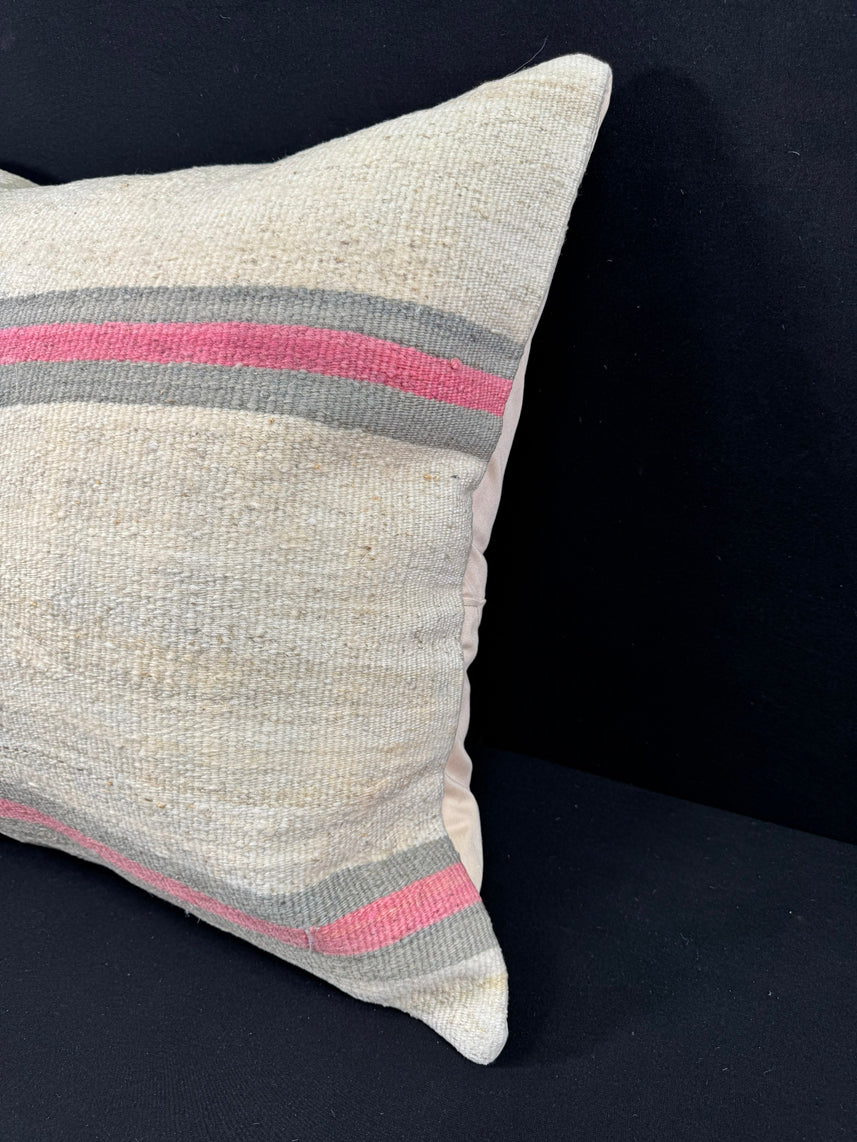 Turkish Hemp Pillow Cushion Natural Beige Pink Pillow Cushion Cover 24x24 #30427