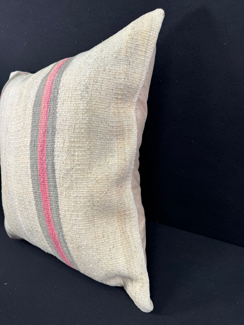 Turkish Hemp Pillow Cushion Natural Beige Pink Pillow Cushion Cover 24x24 #30427