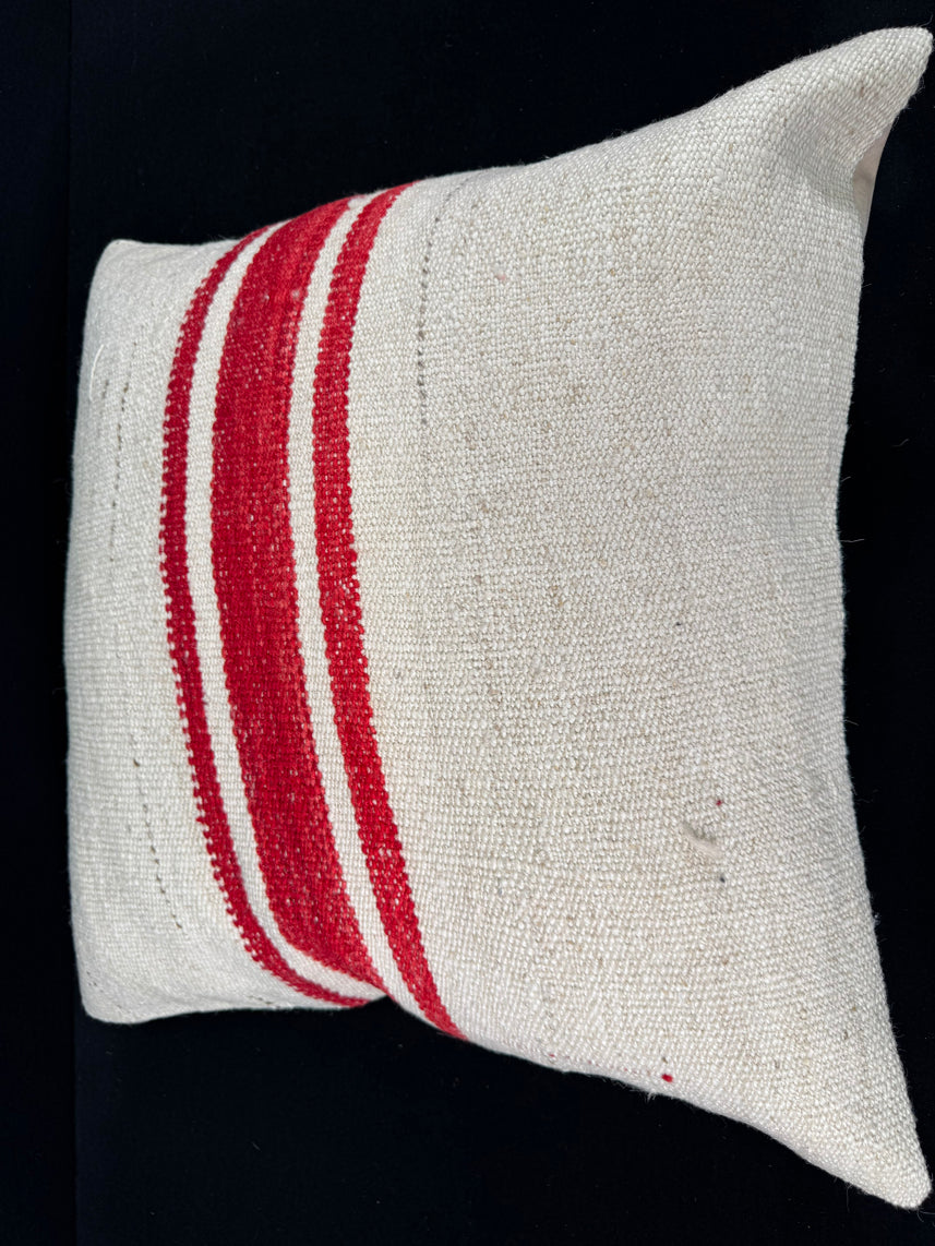 Turkish Hemp Pillow Cushion Natural Beige Red Pillow Cushion Cover 24x24 #30422