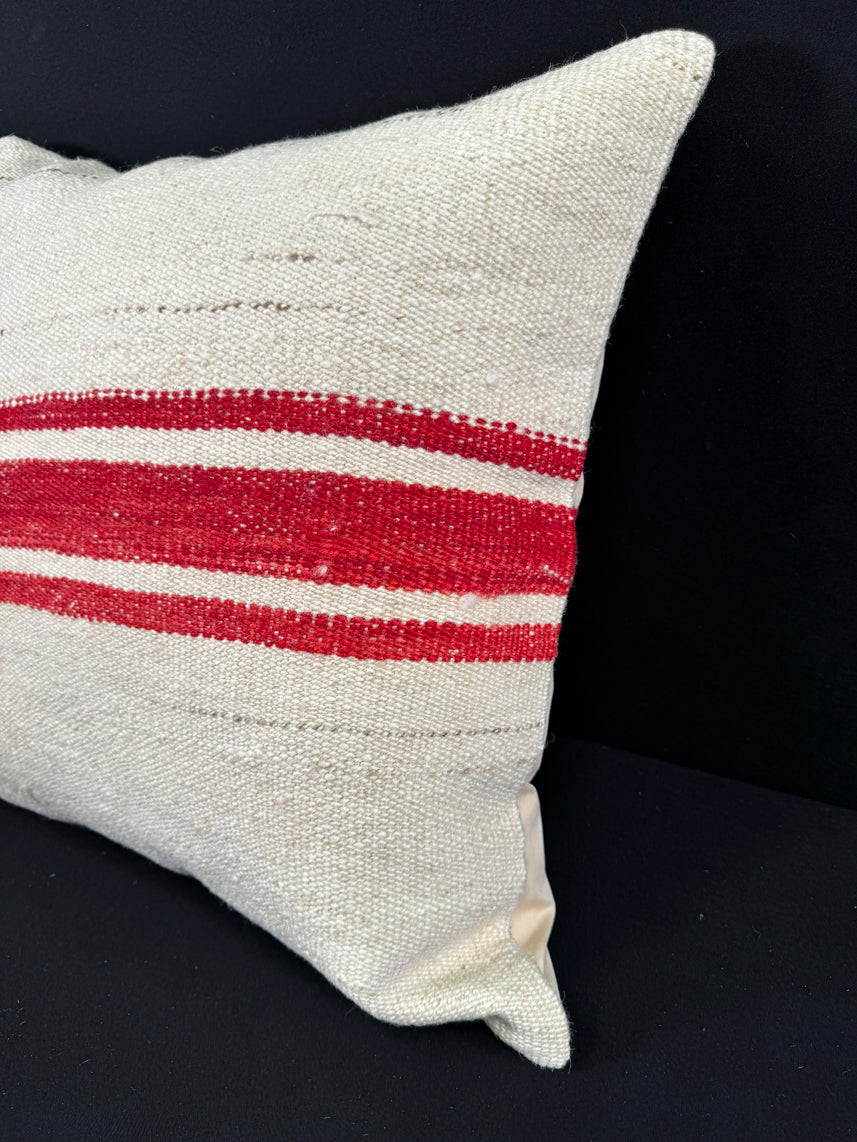 Turkish Hemp Pillow Cushion Natural Beige Red Pillow Cushion Cover 24x24 #30422