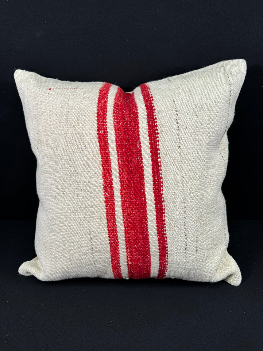Turkish Hemp Pillow Cushion Natural Beige Red Pillow Cushion Cover 24x24 #30422