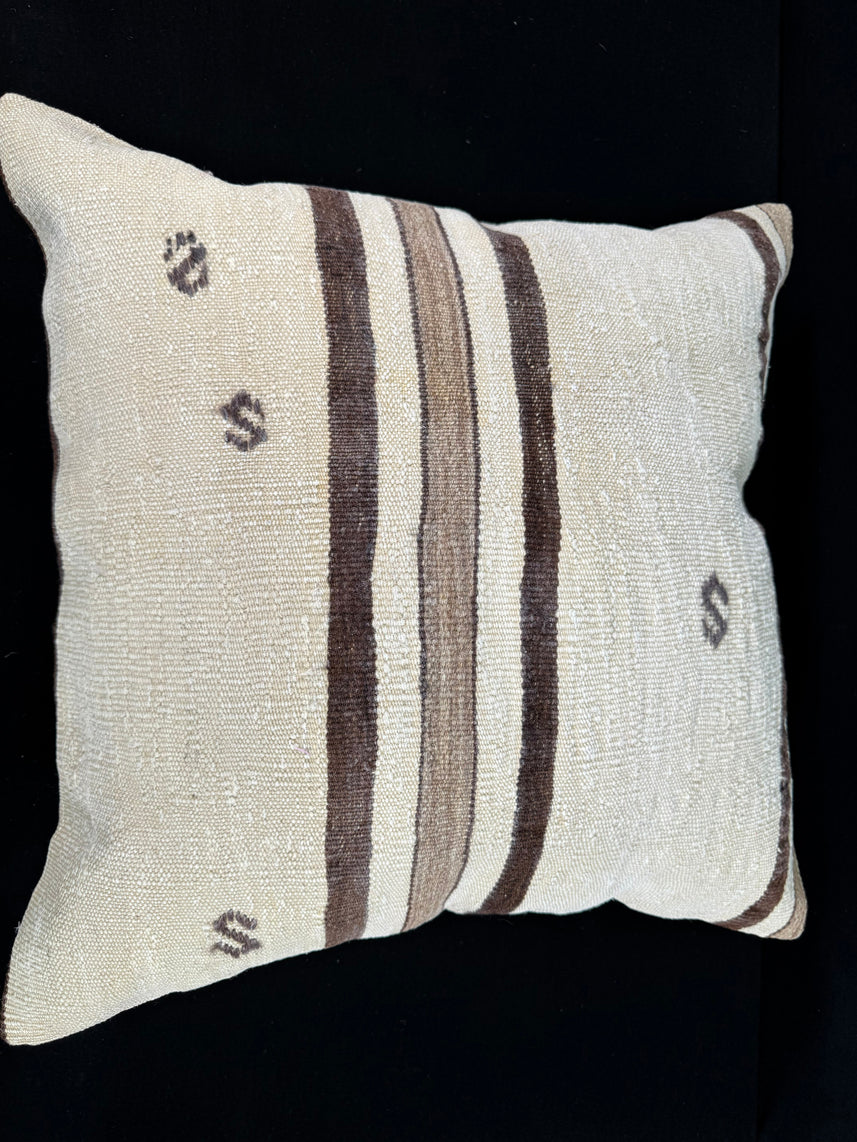 Turkish Hemp Pillow Cushion Natural Beige Brown Pillow Cushion Cover 24x24 #30423